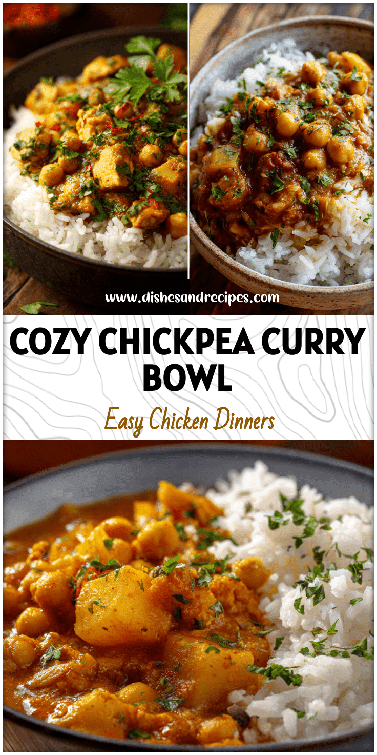 A bowl of Indian Vegetarian Meal With Rice And Curry featuring Vegan Chickpea Curry and Chickpea And Potato Curry garnished with herbs.